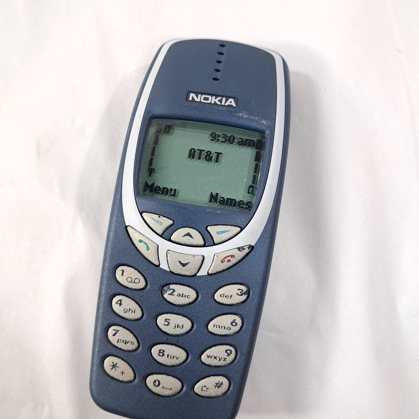 Vintage Nokia 3360 blue Cell Phone Non-Working Sample Collector's display