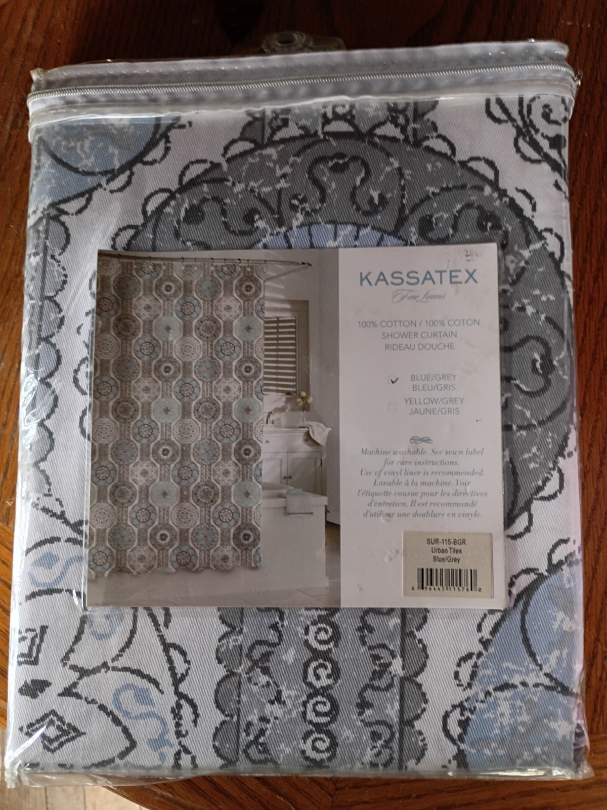 Kassatex Urban Tiles Shower Curtain, Blue/Grey, 72 by 72-Inch