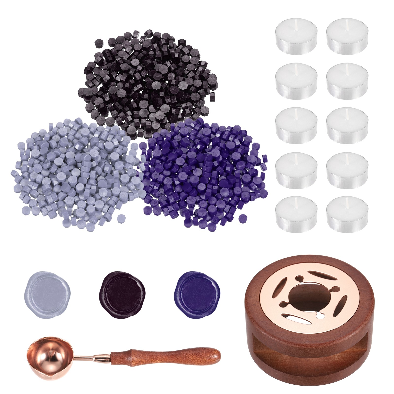 Wax Seal Kit, 300 Wax Beads, Candles, Wisteria/Purple/Dark Purple