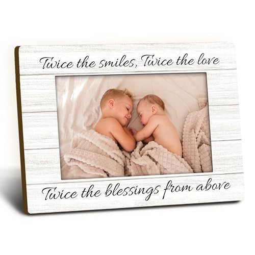 Twins Baby Items 4x6 Picture Frame, Twin Mom Gifts Wooden Picture Frame, twice