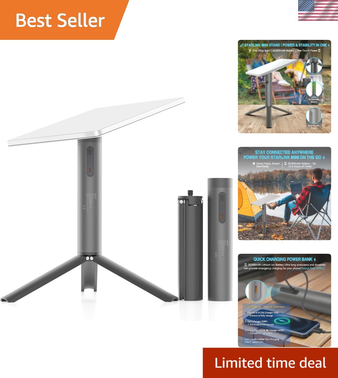 Starlink Mini Power Mount Battery Pack 20V 5A Adjustable Outdoor Camping Rugged