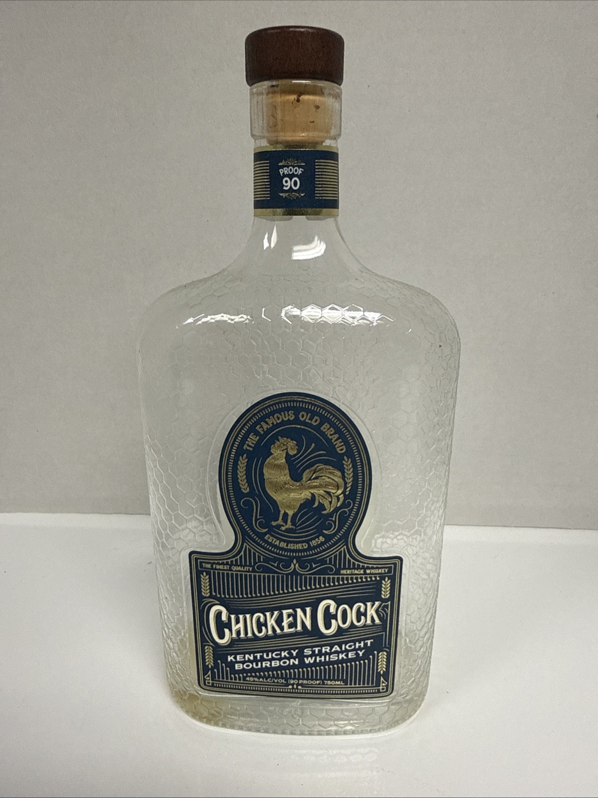Chicken Cock 750ml “The Famous Old Brand” Bourbon Bottle, EMPTY display or craft