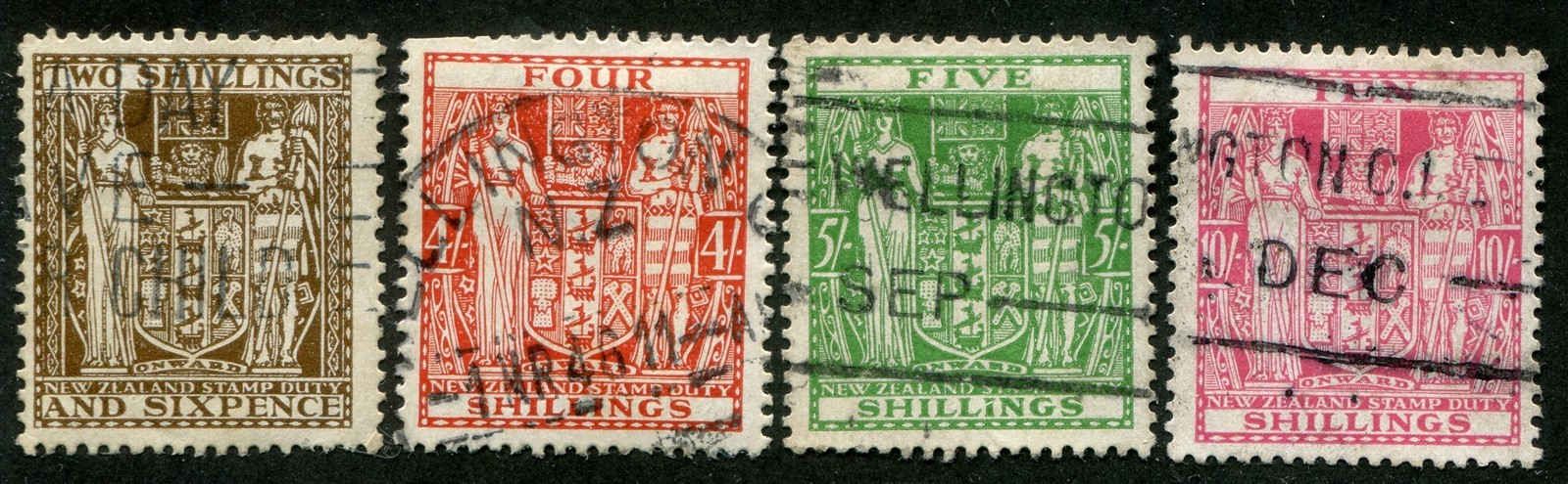 New Zealand AR48, AR49, AR50, AR56 Used Postal-Fiscal Stamps