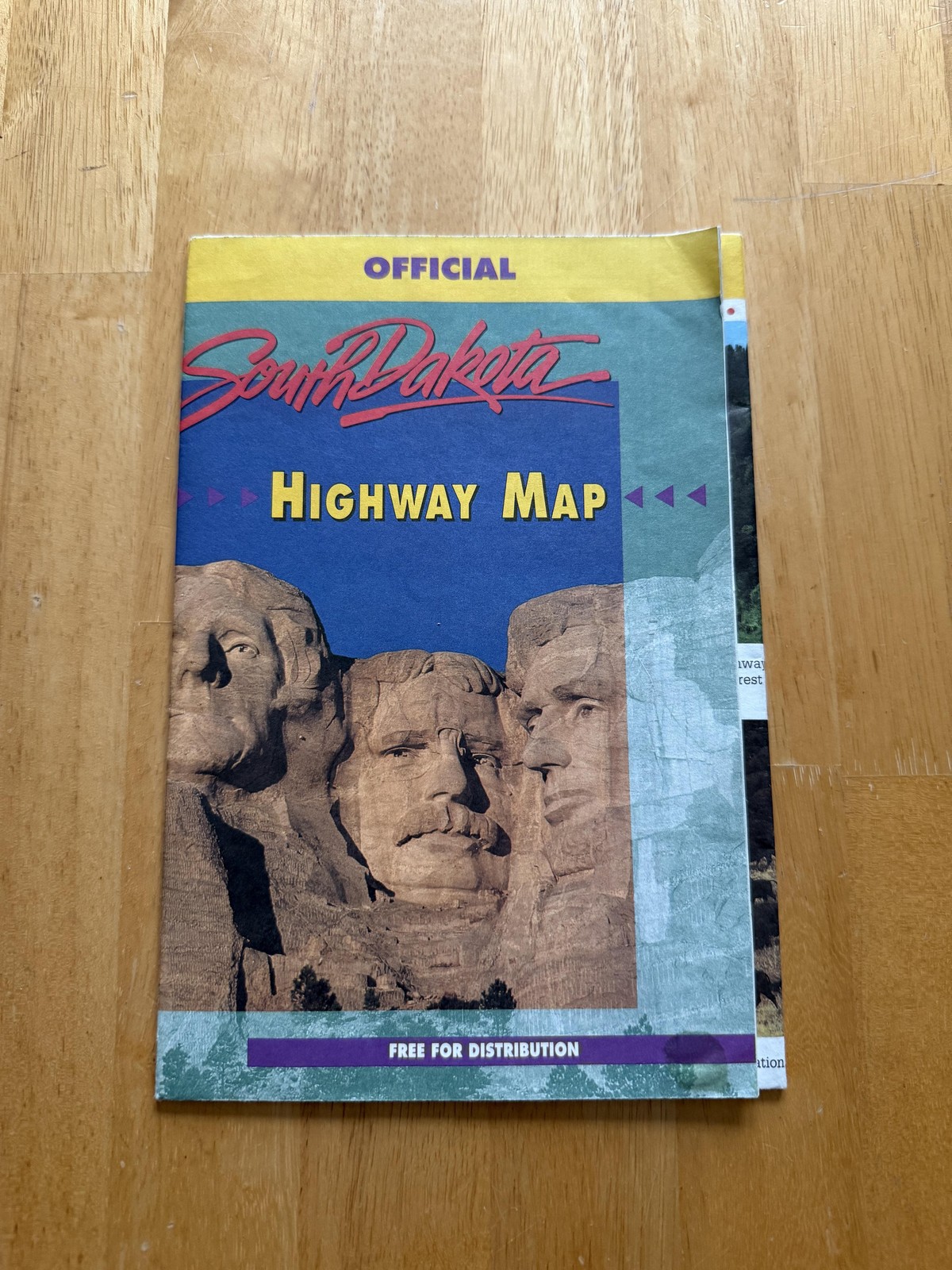 South Dakota Official Highway Map Fold Out Tourist Brochure Mount Rushmore