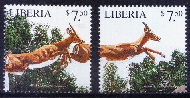 Liberia 2001 MNH, Impala, medium-sized antelope, Wild Animals  