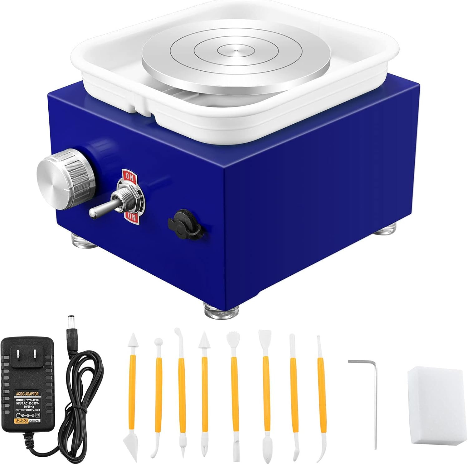 Mini Pottery Wheel Machine for Adults & Beginners, 2 Turntables (3.94" & 2.56") 