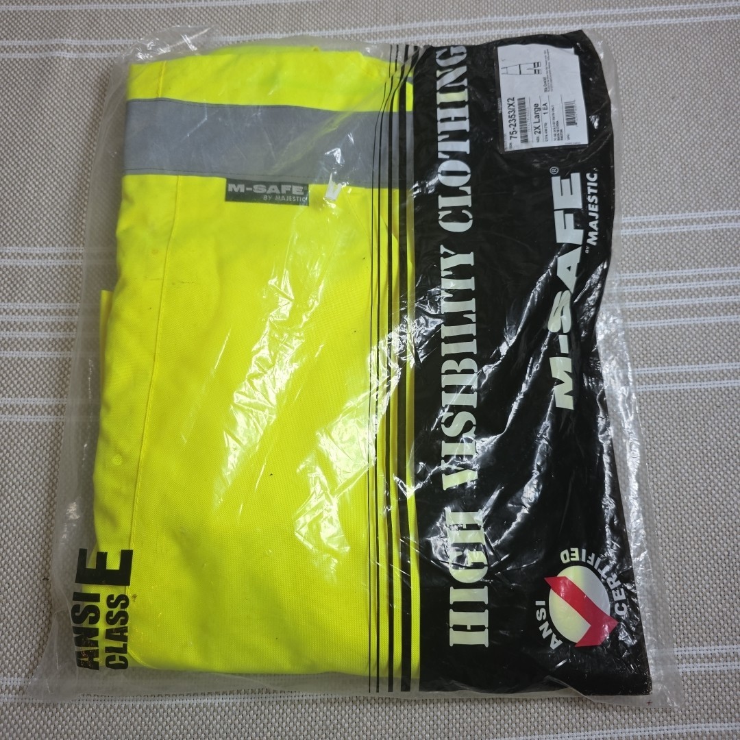 Majestic M-Safe Class E Hi Visibility Yellow Waterproof 2X LG Rain Bib Overalls
