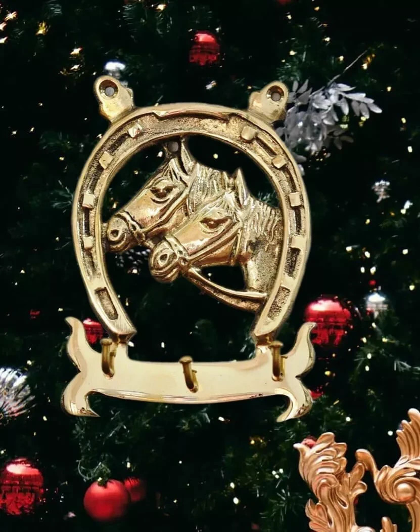 5" Lucky Hand Crafted Brass Horse Hanger Naal Shoe Good Luck Home Decor Gifting