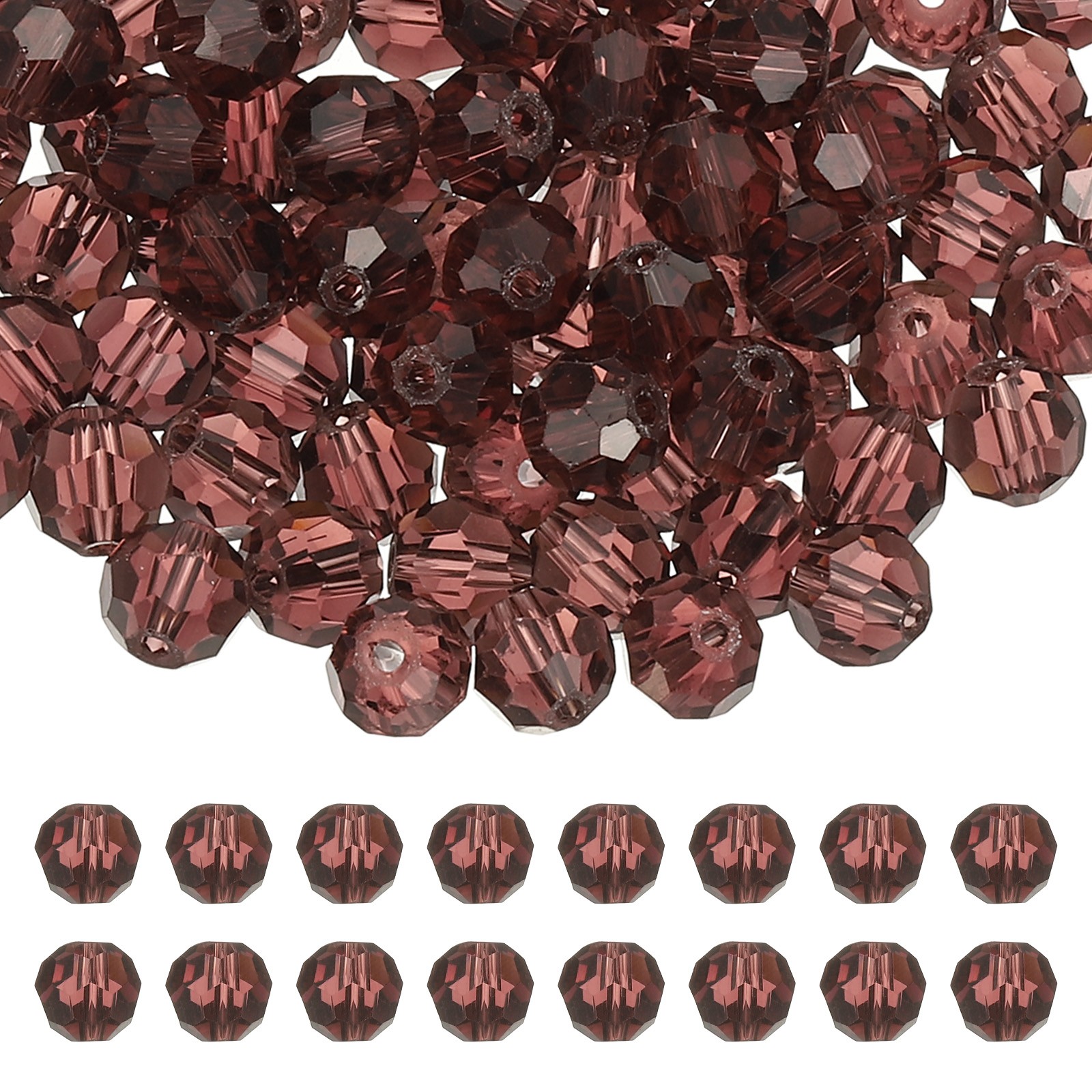 8mm Round Crystal Beads, 100 Pcs Glass Faceted Ball Bead, Purple