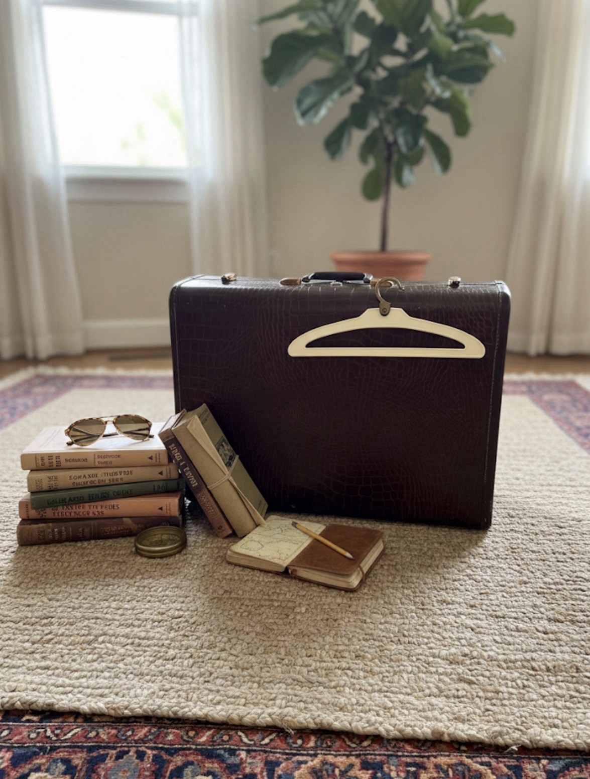 Vintage Samsonite Shwayder Bros Croc Suitcase | Style 4135 | 4 Original Hangers