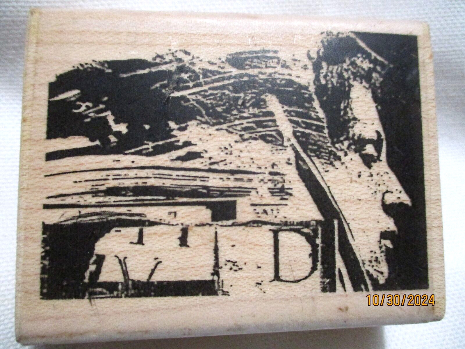 STAMPINGTON ON THE MOORS WOMAN RUBBER STAMP WOOD MTD