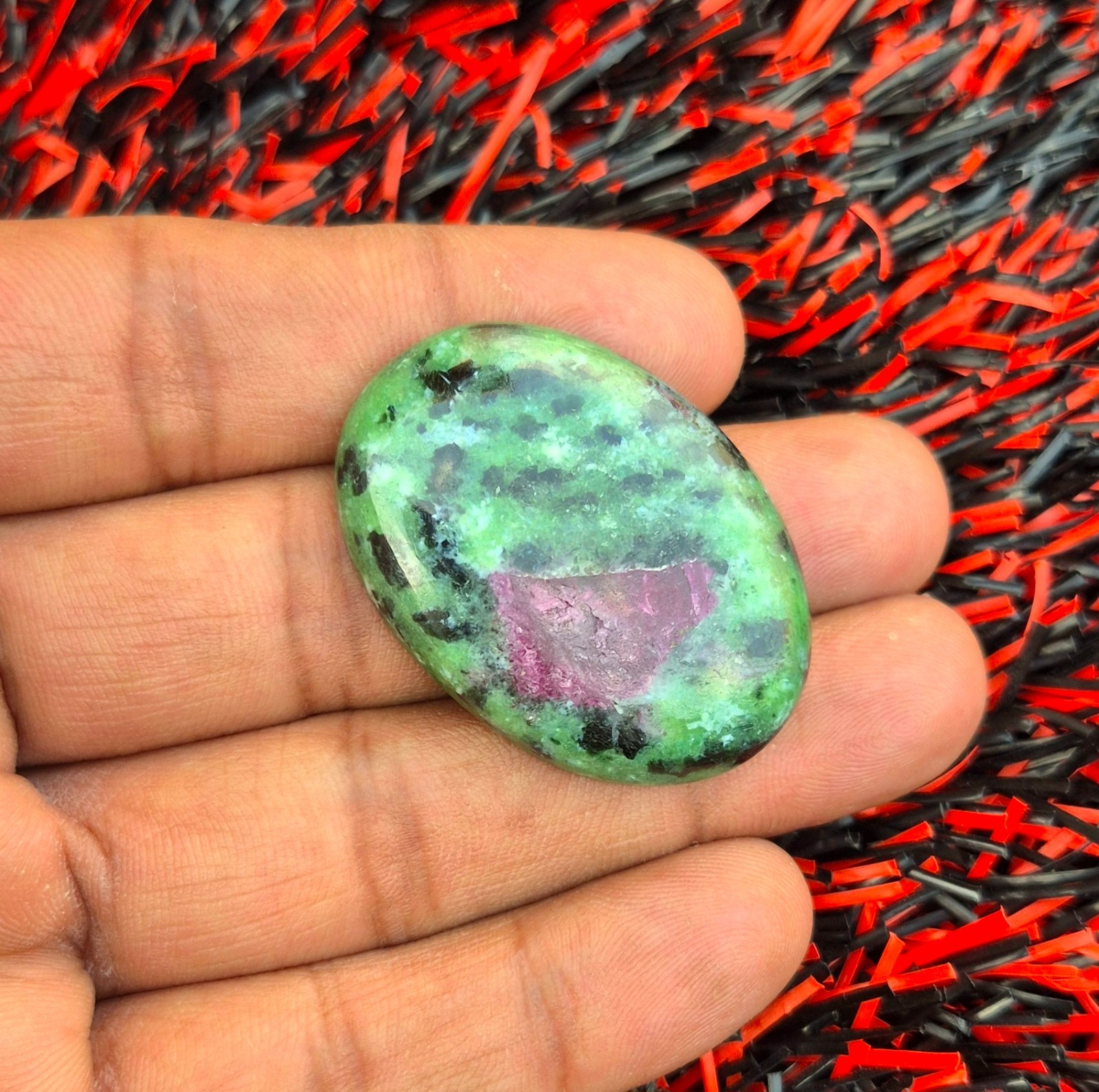Natural Green Ruby Zoisite Cabochon Oval Shape Ruby Zoisite Loose Gemstone