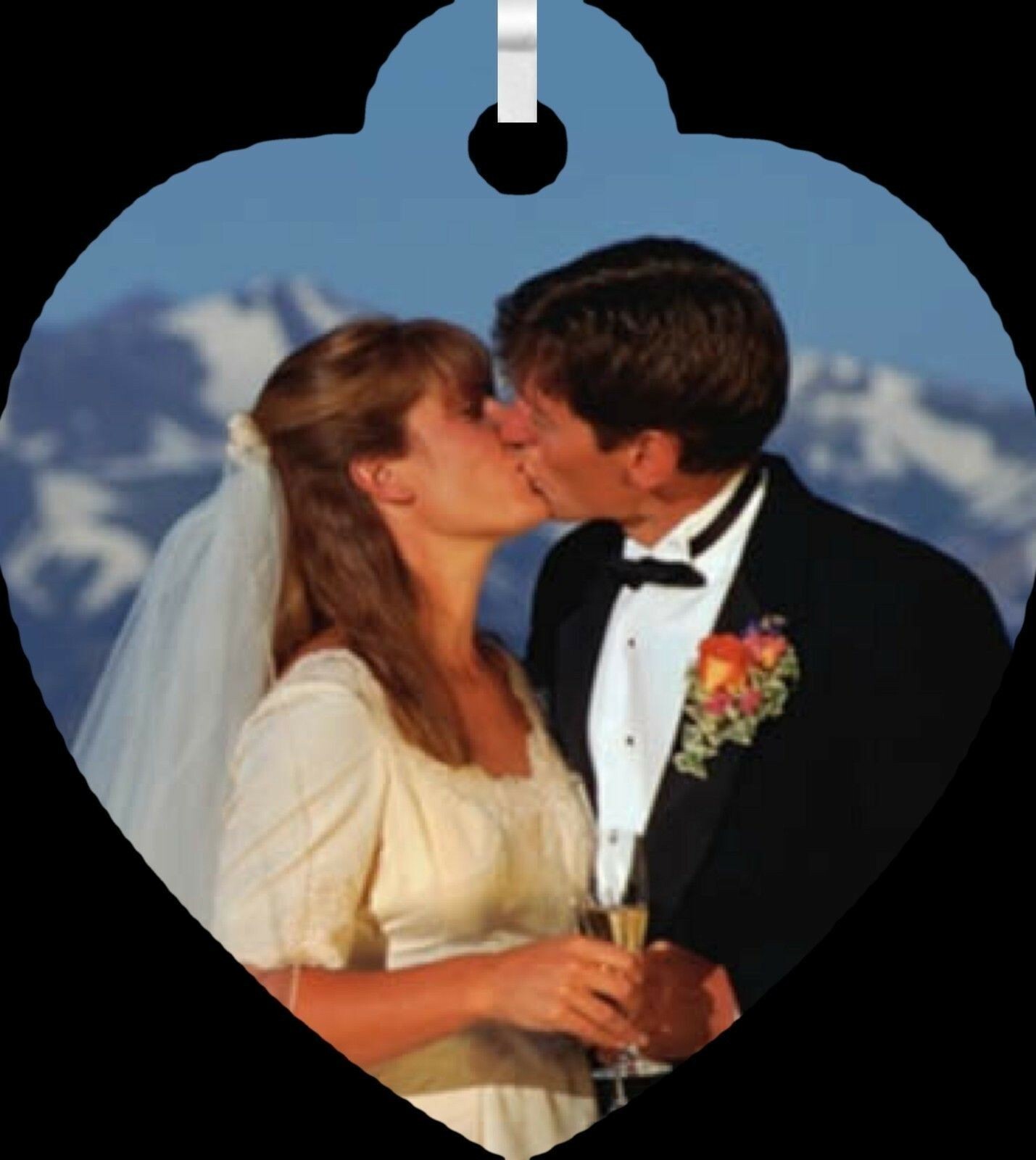 Personalized Custom Double Sided Color Photo Heart Shaped Love Wedding Necklace