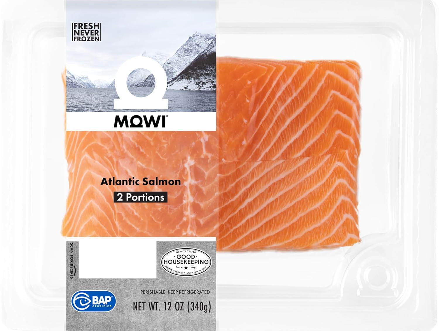 MOWI Atlantic Salmon 12Oz, 2 Portions, Fresh Never Frozen