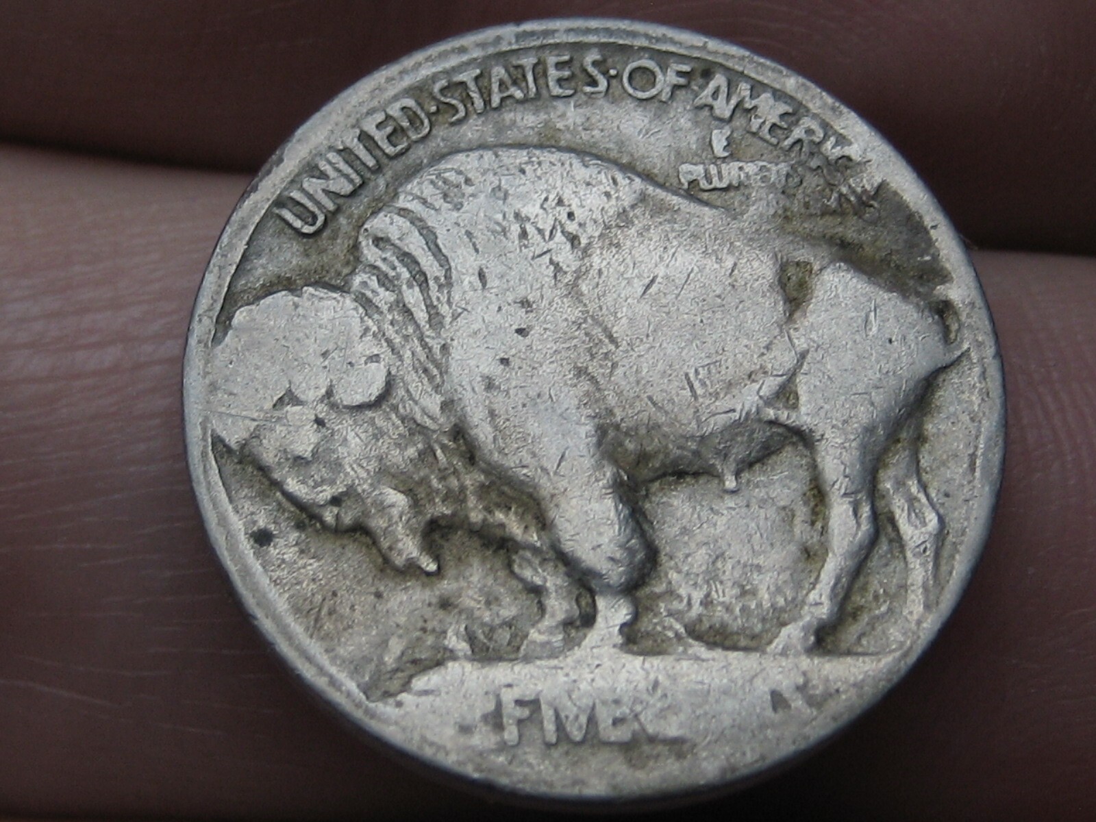 1913 P Buffalo Nickel- Variety Type 1, Mound/Raised, VG Reverse Details