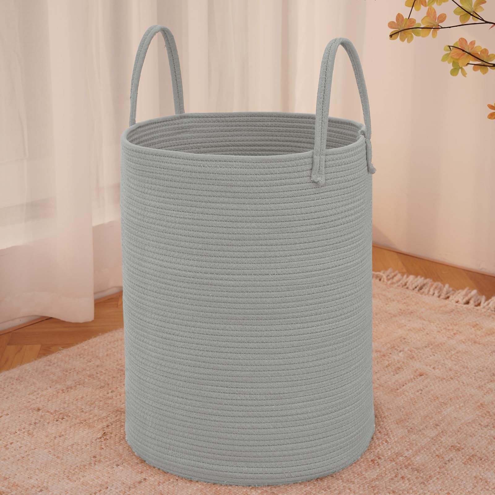Laundry Basket 100L Cotton Rope Storage Bin Decorative Tall Nursery Hamper Large