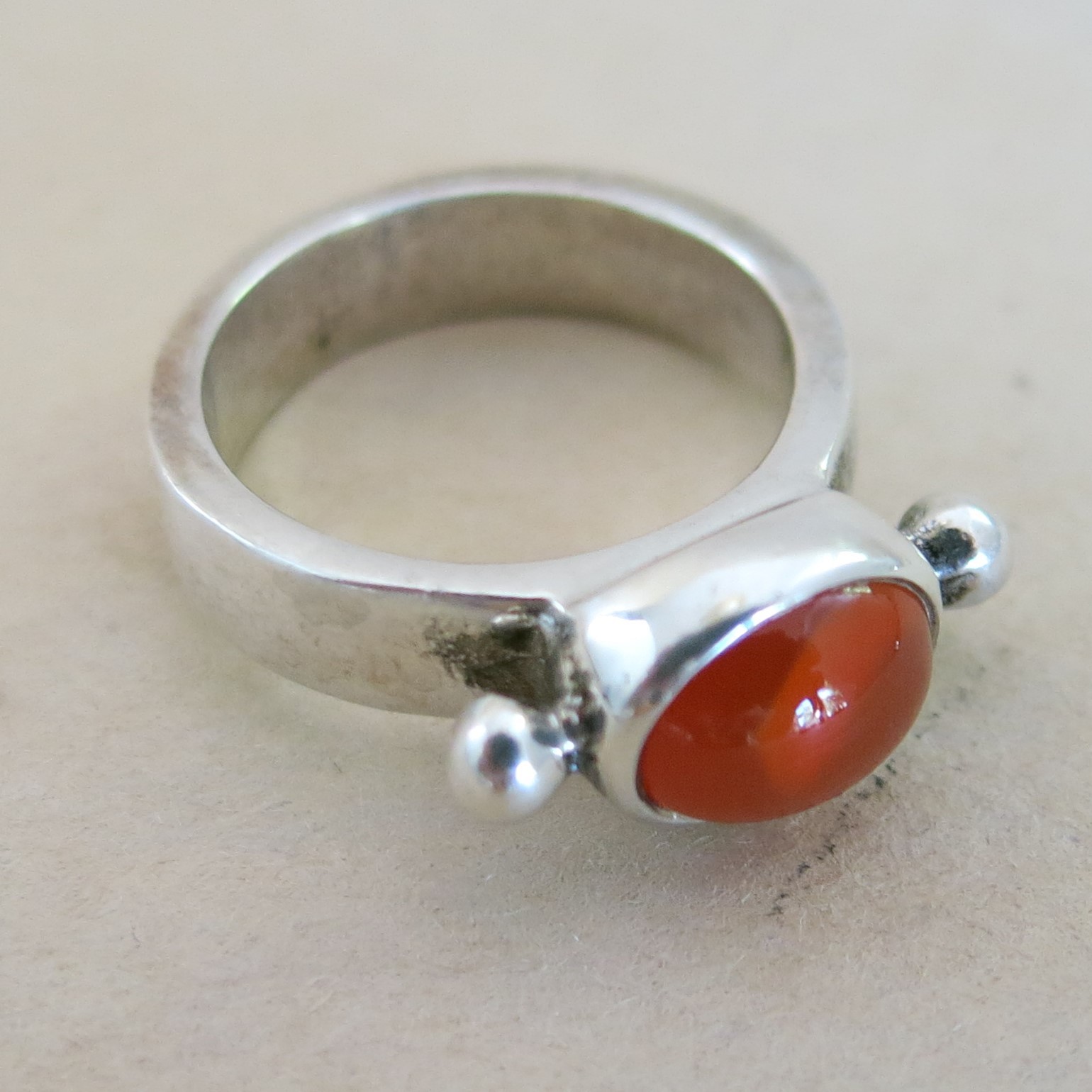 Rare Early Sterling Carnelian Ring Terryberry Artisan Design 8.6g Size 7 [4257]