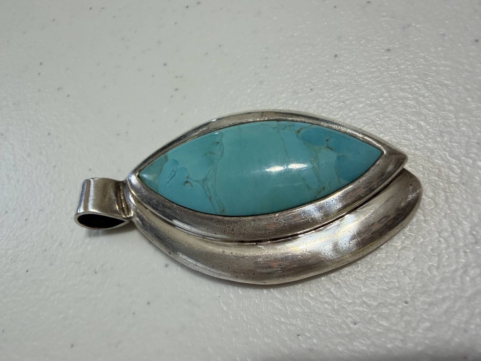 Southwestern Turquoise Pendant Signed Sterling Silver 925