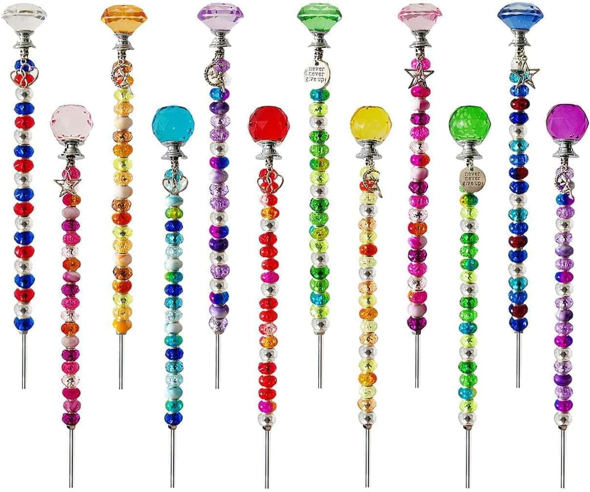 290-Piece Beaded Garden Stakes Kit with Colorful Beads for Outdoor Decor