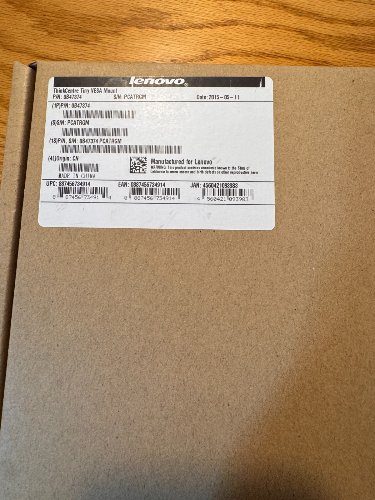 Lenovo ThinkCentre Tiny VESA Mount System Mounting Bracket 0B47374           408