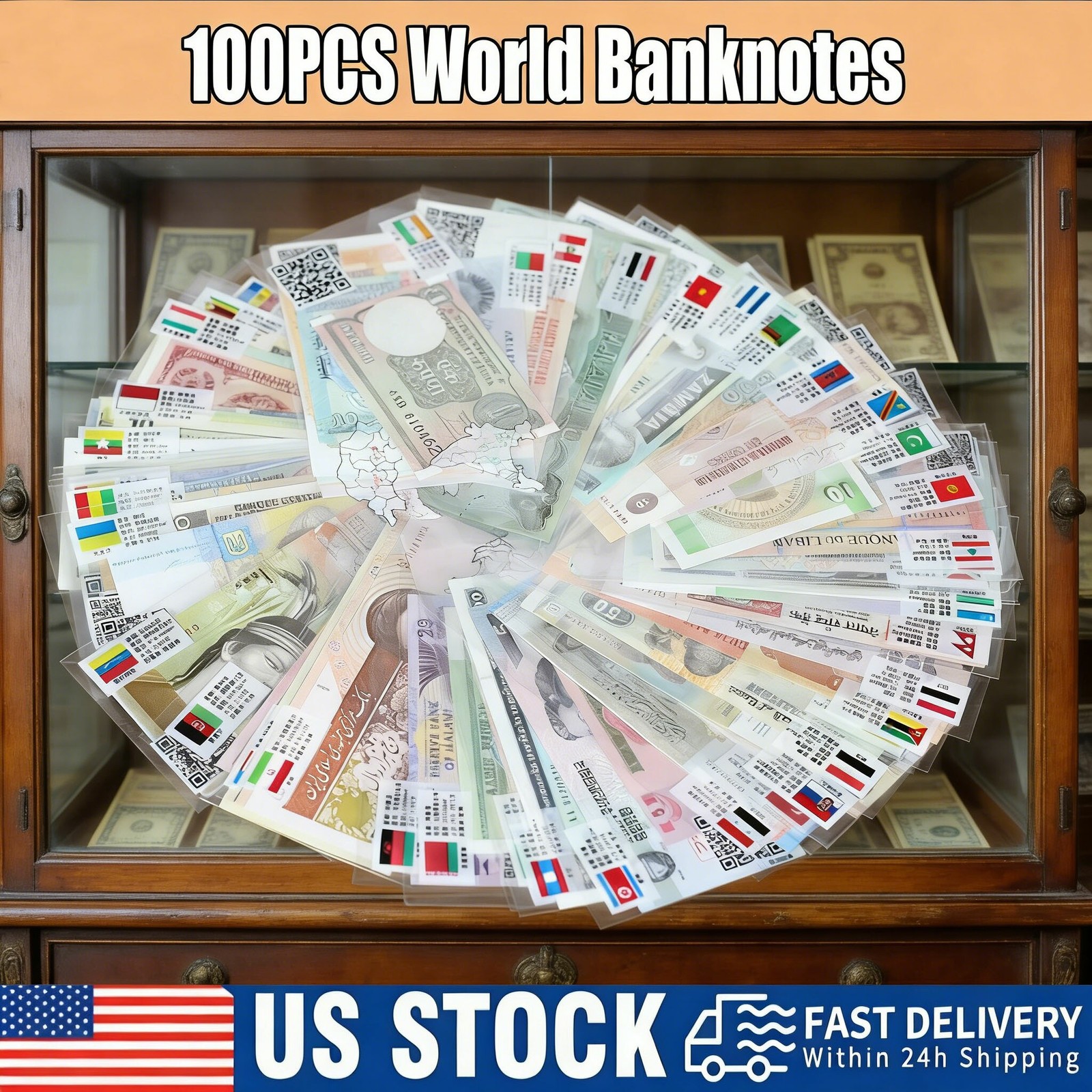 100Pcs International Paper Money | Uncirculated World Currency Lot W/ Bonus Item