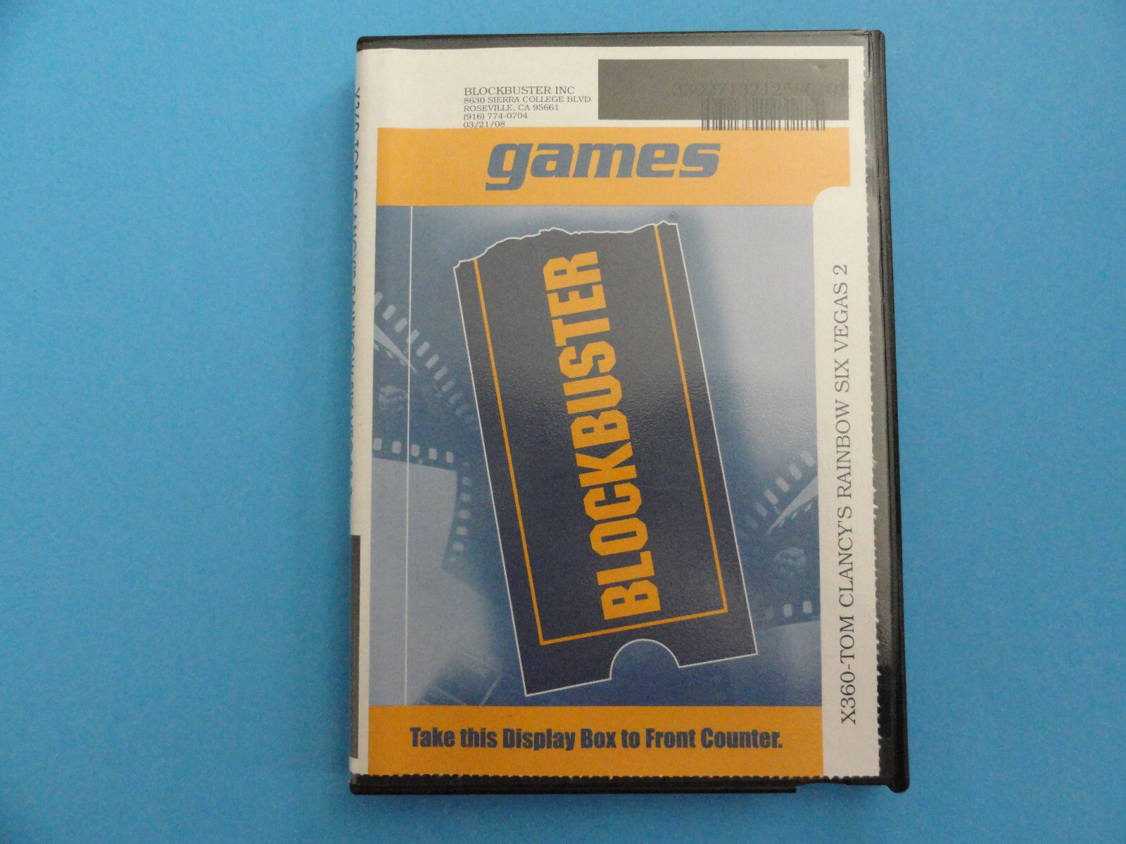 XBOX 360 TOM CLANCY'S RAINBOW SIX VEGAS 2 BLOCKBUSTER VIDEO GAME RENTAL CASE