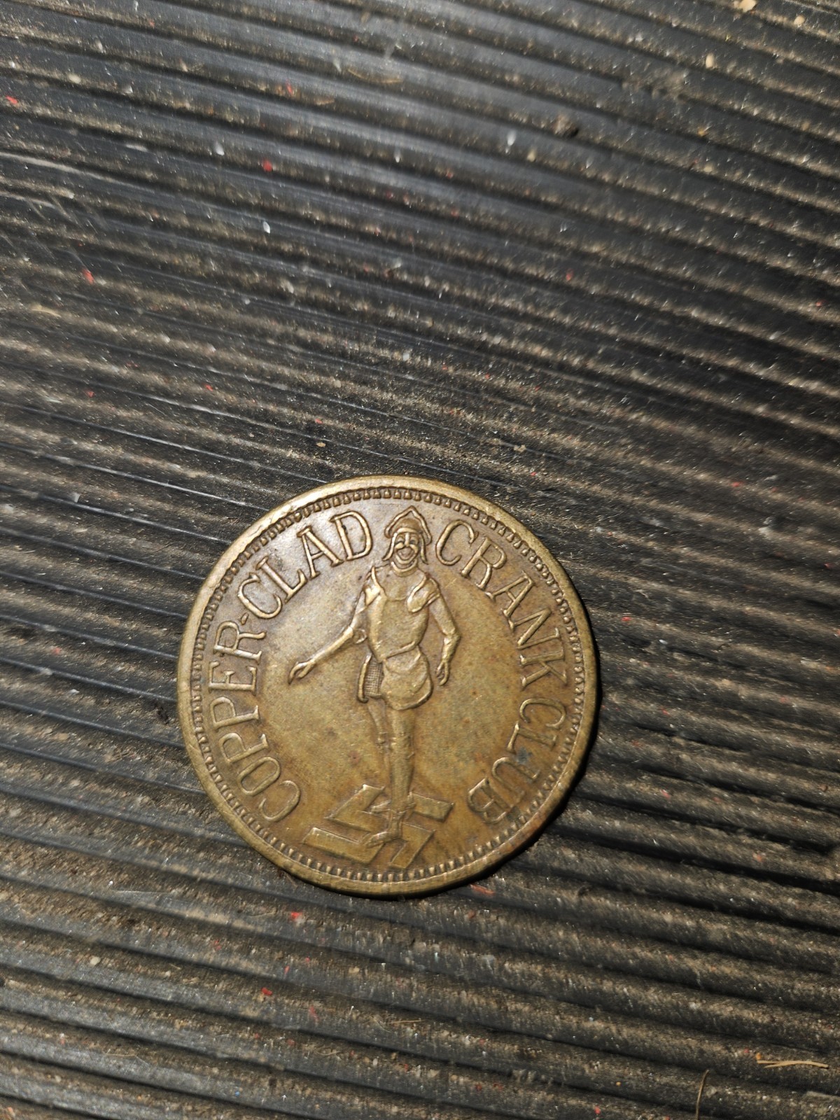 1920s Copper Clad Crank Club Stove Advertising Token St. Louis MO Good Luck UNC