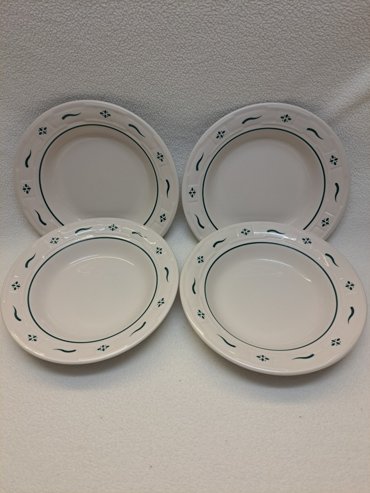 Longaberger USA Woven Tradition Heritage Green (4) 8" Rim Soup Bowls VGUC