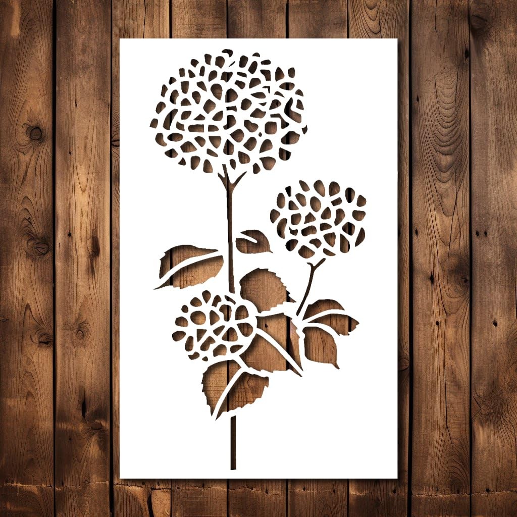 Hydrangea Stencil Template - Reusable Big Layered 8.5 x 12 inches, 4x6.5 