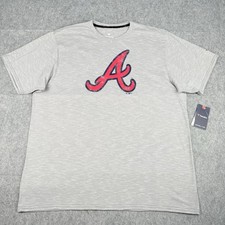 ATLANTA BRAVES MLB Men's T-Shirt Short Sleeve Weathered Grey Size 2XL