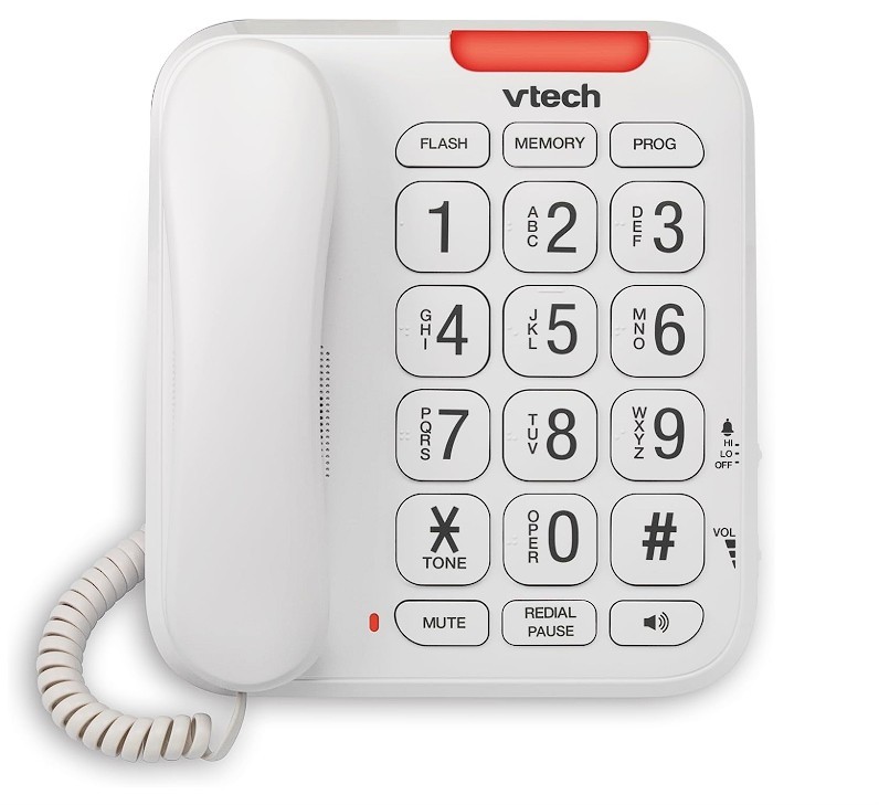 VTech SN1107 Corded Phone with Oversized High-Contrast Buttons, for Seniors