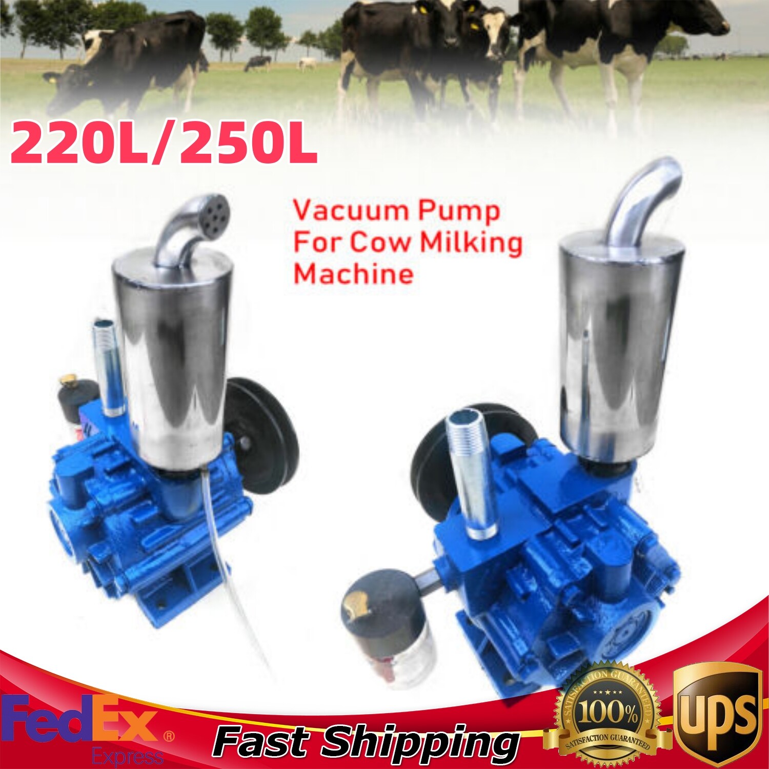 Vacuum Pump Electric Milking Machine 220L 250L/min Sheep Milker Tank Barrel USA