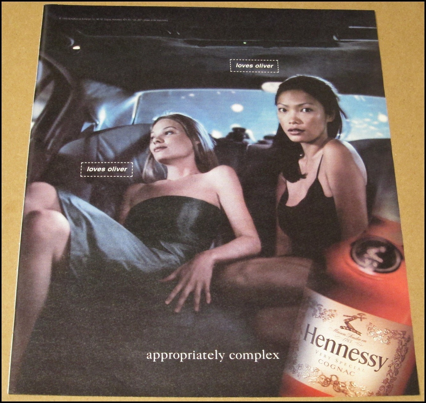 1999 Hennessy Cognac Print Ad Advertisement Vintage 10" x 12" Evian Water