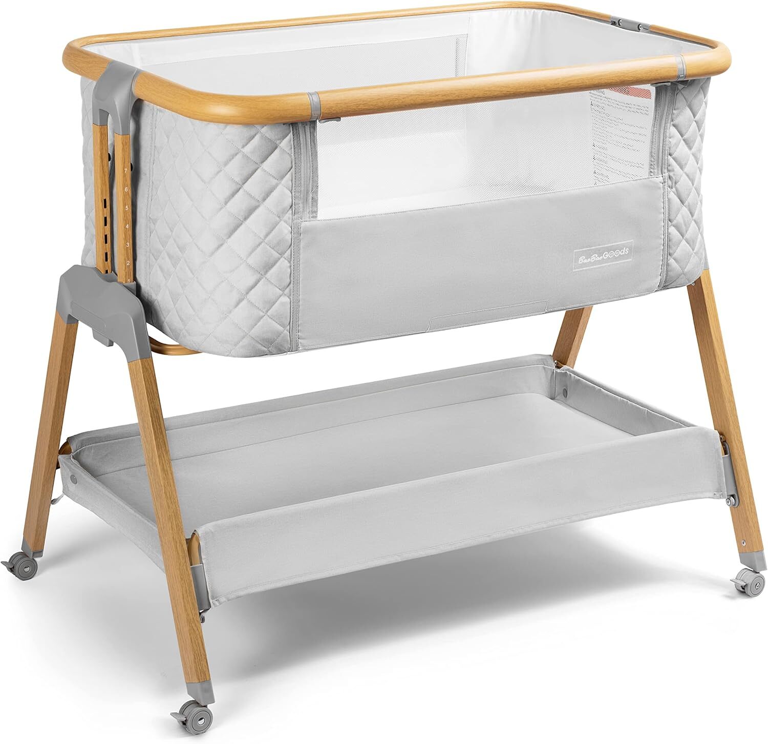 3 in 1 Baby Bassinet with Wheels, Portable Bedside Sleeper for Baby 7 Adjustable