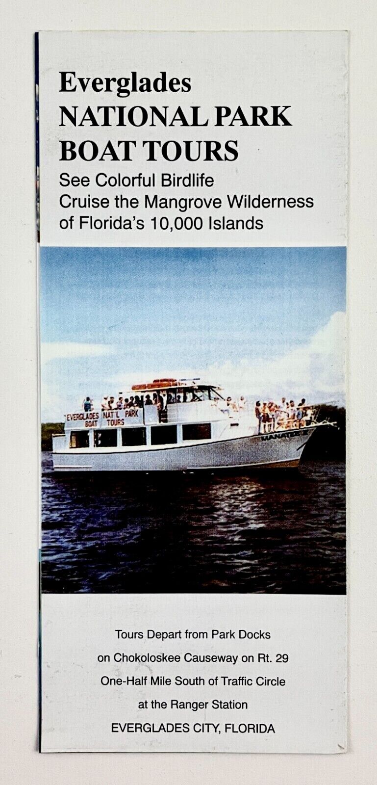 1990s Florida Everglades National Park Boat Tours Vintage Travel Brochure Canoe