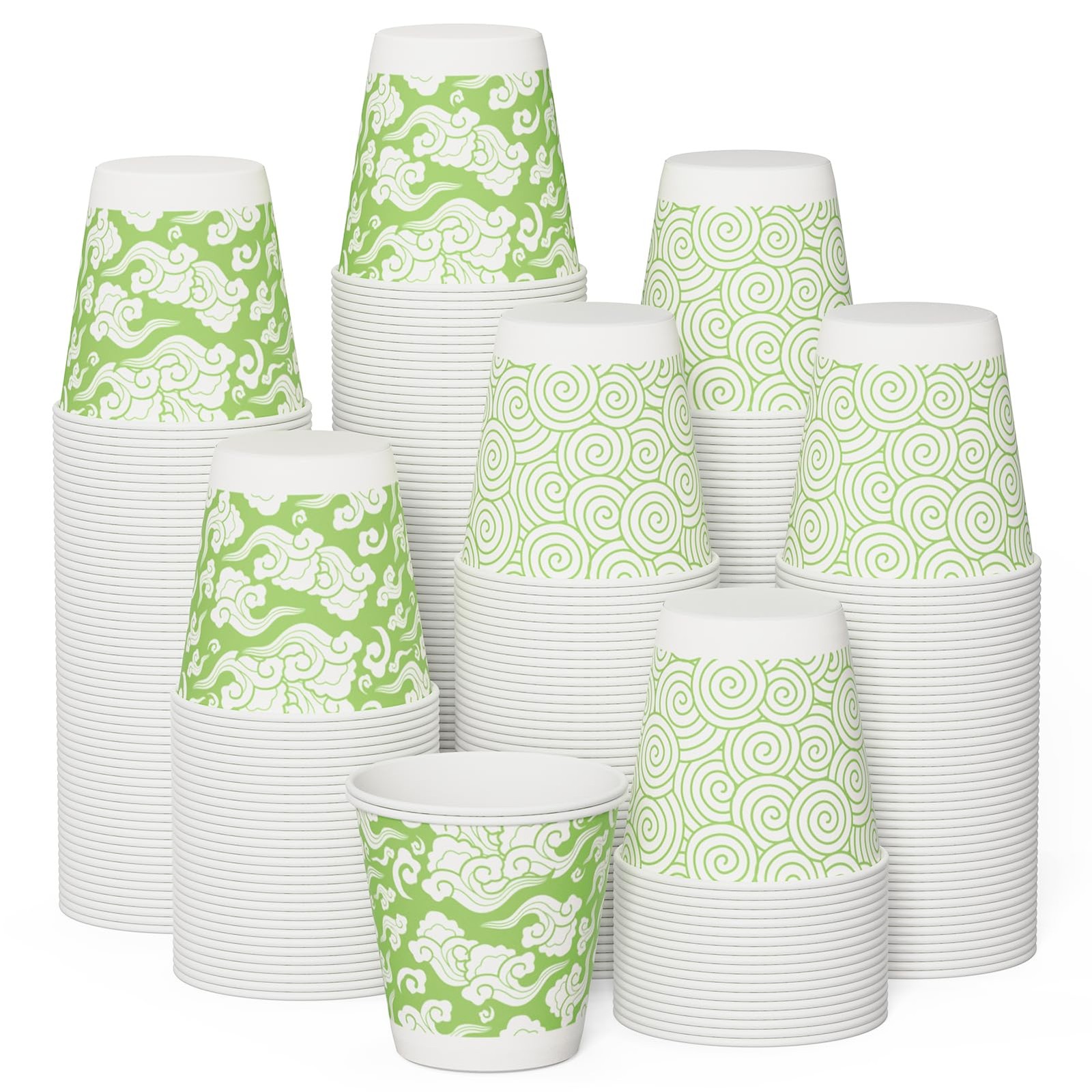 JOLLY CHEF 3 oz Bathroom Cups 300 Pack Small Disposable Paper 3oz, Green 