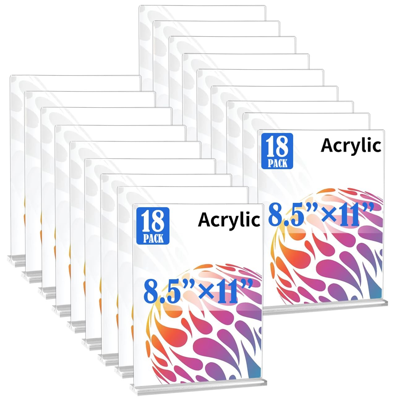WAEFNO 18-Pack 8.5x11 Vertical T-Shape Acrylic Sign Holder for Office/Retail