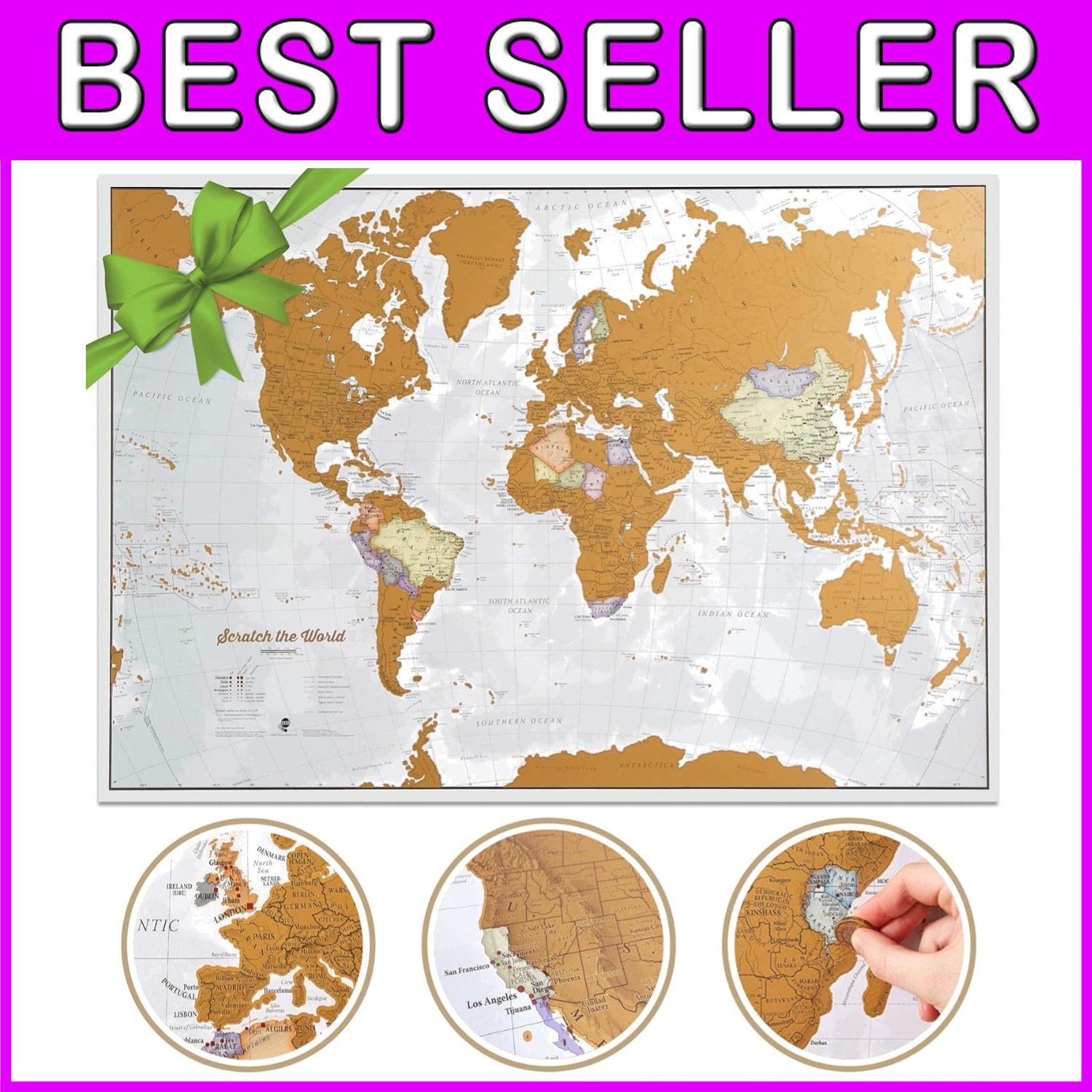 Updated 2025 Large Scratch Off World Map - Glossy Finish