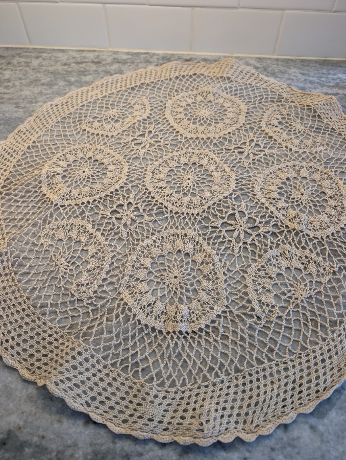 Vintage 100% Cotton 22in Doily Farmhouse Style