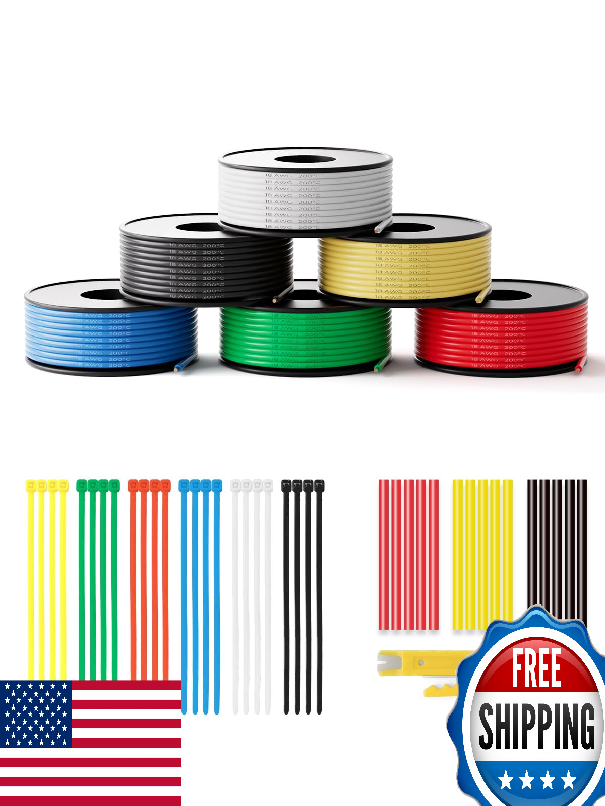 PUDKLE 18AWG Stranded Silicone Electrical Wire 98ft - High Temp 200°C