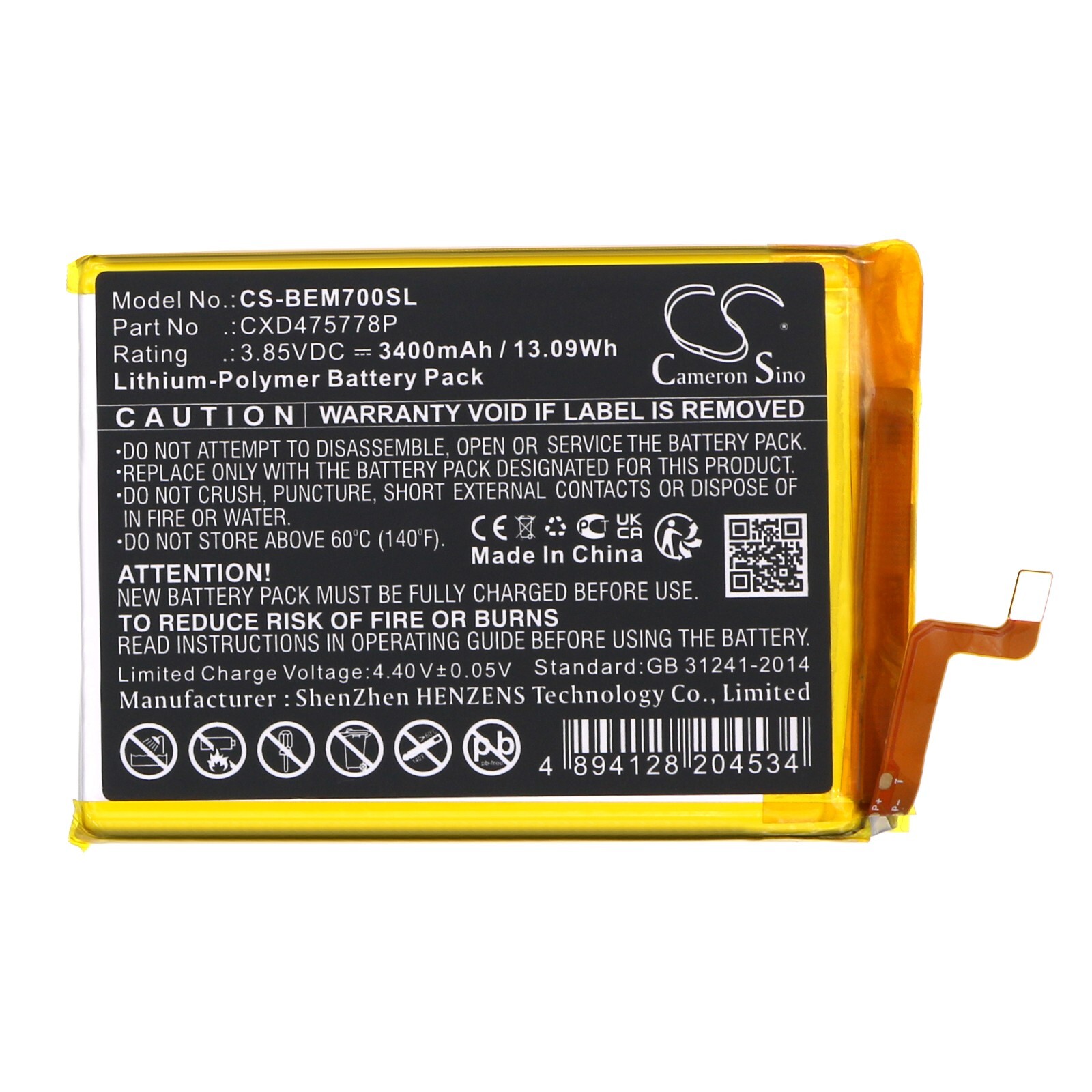 BATTERIE 3400mAh Type CXD475778P For Bea-fon M7 Lite Premium, M7 Premium