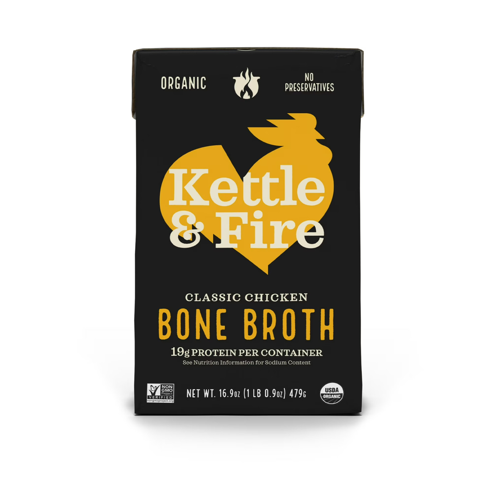 Kettle & Fire Chicken Bone Broth 16.9oz Shelf-Stable High Protein Ready to Drink