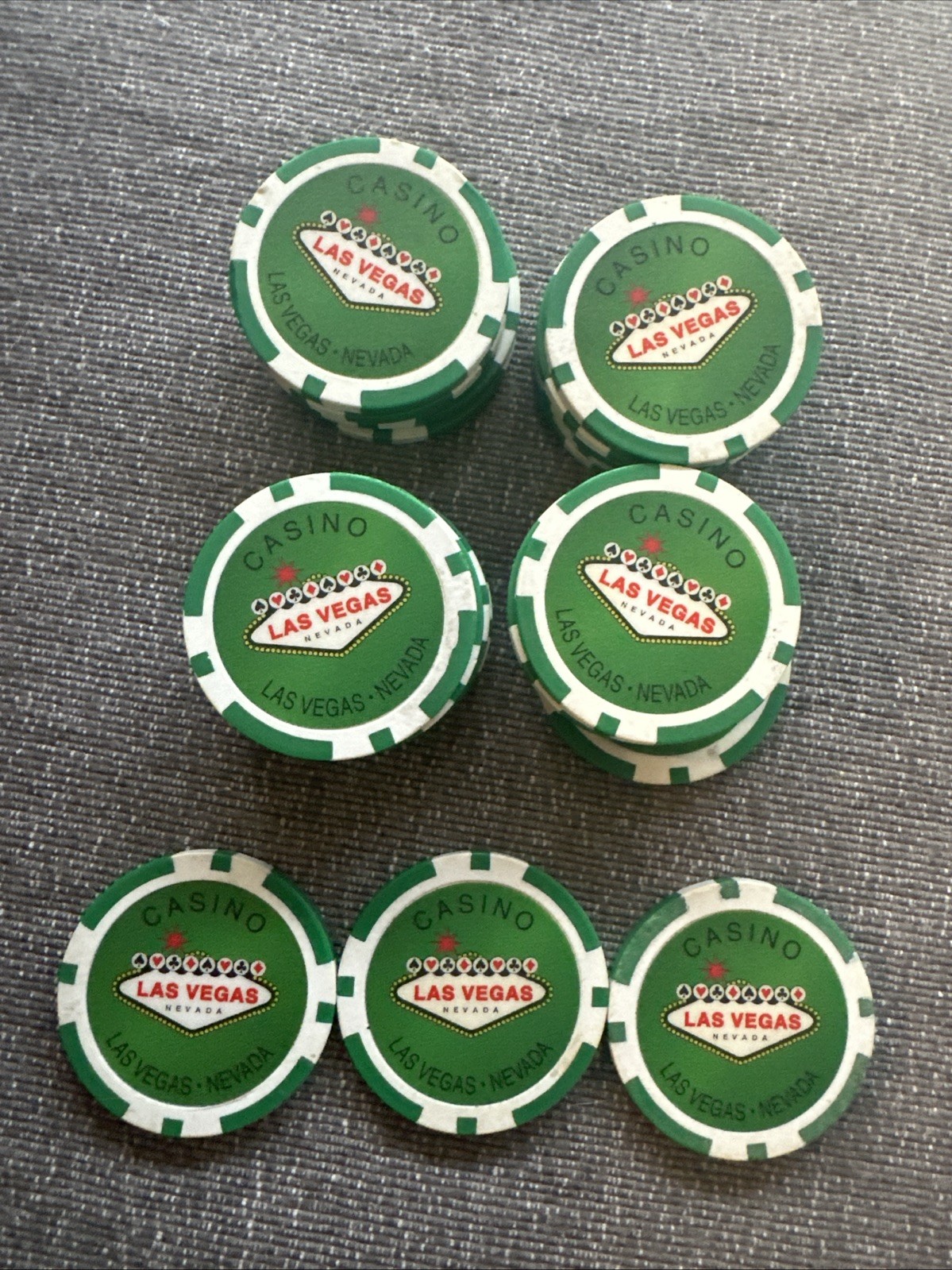 Las Vegas Nevada Green Poker Chip Lot Of  23, No Face Value