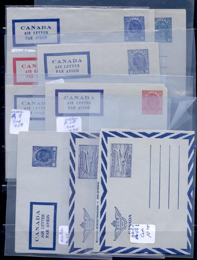 CANADA SEL OF 18 DIFF MINT AEROGRAMS TO 1960's