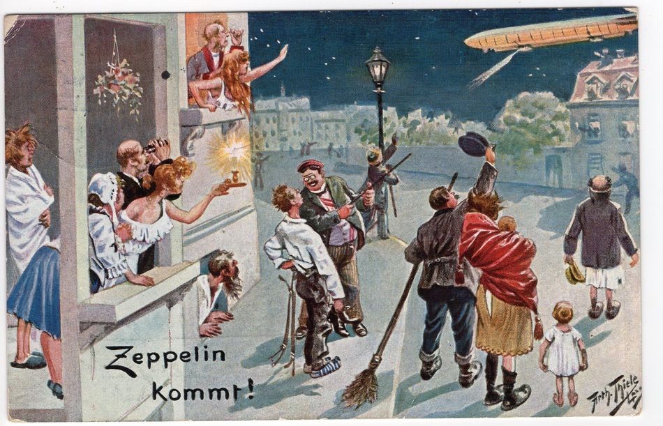Zeppelin/ Air Mail Humor-Postcard The Zeppelin Is Coming Used (FA0678)