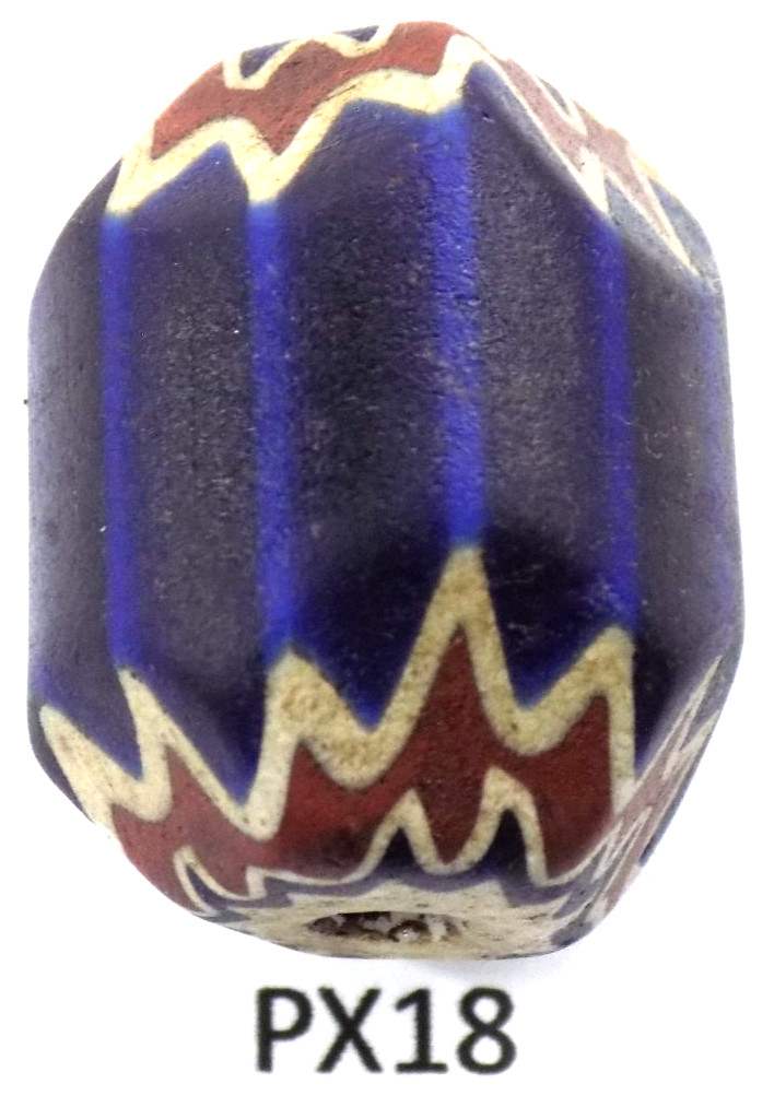 Large Old Style Facetted Antique Venetian Chevron Trade Bead African PX18  Bg 44