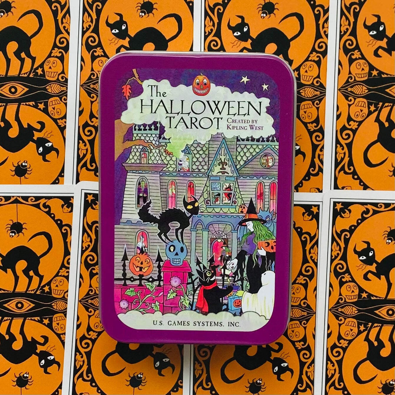 Halloween Tarot Tin Box Deck Cards Kipling West Esoteric US Games Systems NEW