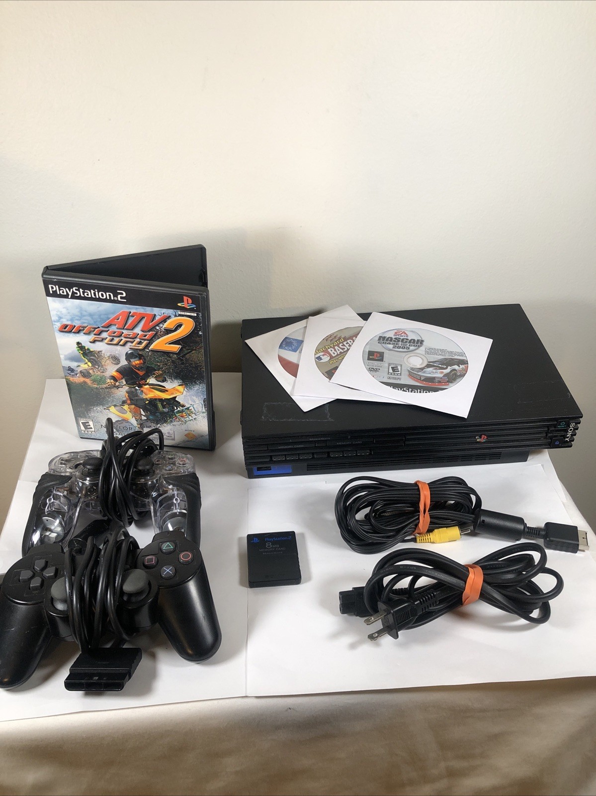 Sony PlayStation 2 PS2 Fat Console And ATV 2 Video Game Memory Card Bundle !!