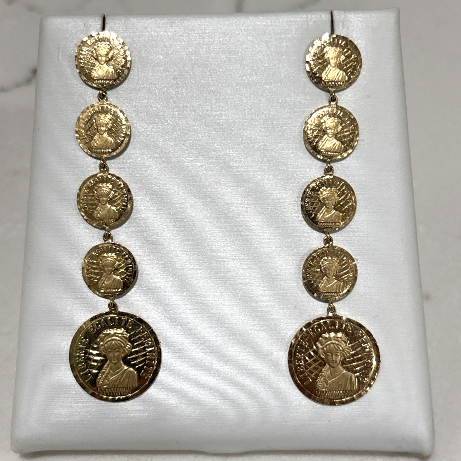 Authentic Signed Anissa Kermiche Louise d’Or Coins 18k Gold Dangle Earrings 8.3g