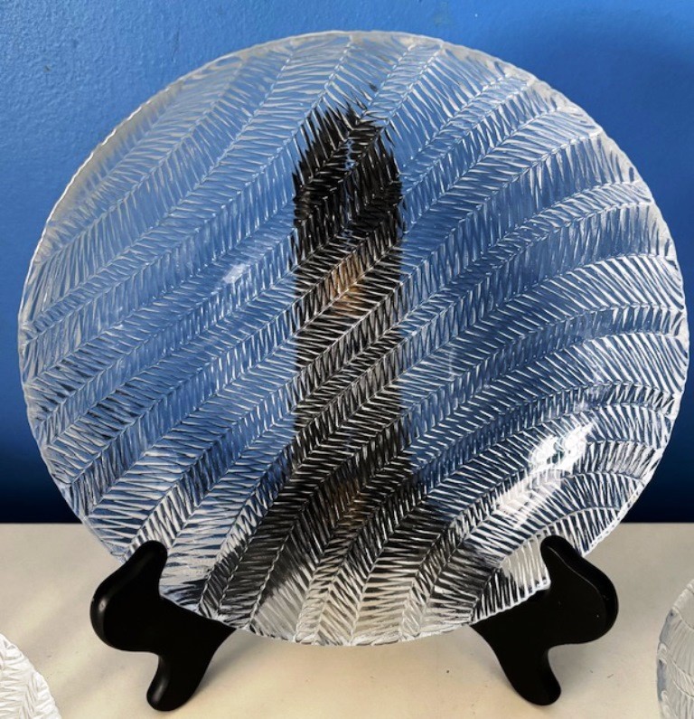 VTG 70's ARCOROC FRANCE HERRINGBONE EMBOSSED CLEAR SALAD OR DESSERT PLATE-8" DIA